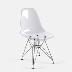 Ghế Cafe Eames Trong Suốt Chân Mạ