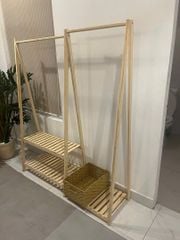 Kệ Treo Quần Áo Chữ A 2 Tầng 2 Gian Gỗ Thông - Đẹp, Bền, Decor Chuẩn Hàn, Lắp Ráp Dễ Dàng