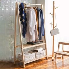Kệ Treo Quần Áo Chữ A 2 Tầng Gỗ Thông - Đẹp, Bền, Decor Chuẩn Hàn, Lắp Ráp Dễ Dàng