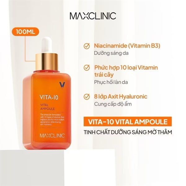 Tinh Chất Dưỡng Sáng Da, Mờ Thâm Maxclinic Vita-10 Vital Ampoule (18/12/2027)
