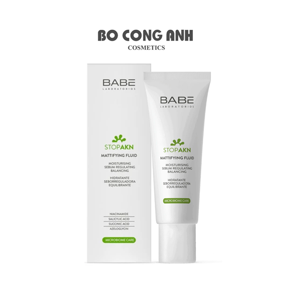 Kem Dưỡng Ẩm, Giảm Mụn BABE Stop AKN Mattifying Fluid Moisturiser (12/2027)