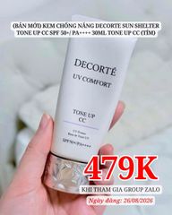 (Bản Mới) Kem Chống Nắng Decorte Sun Shelter Tone Up CC SPF 50+/ PA++++ 30ml