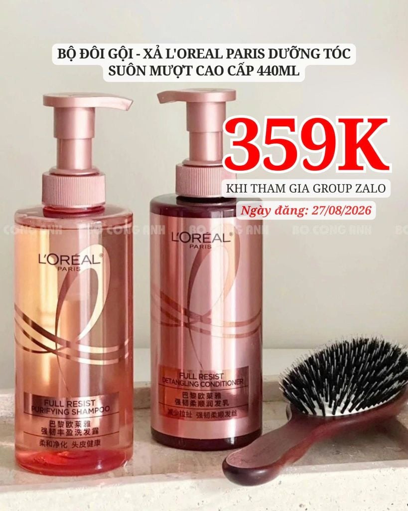 Bộ Đôi Gội - Xả L'Oreal Paris Dưỡng Tóc Suôn Mượt Cao Cấp 440ML