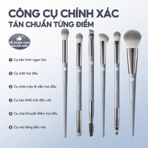 Bộ Cọ Trang Điểm 6 Cây Focallure Nội Địa Trung