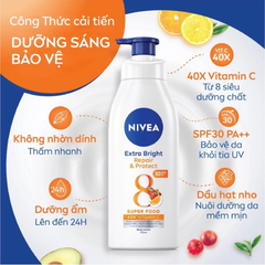[NK] Sữa Dưỡng Thể Nivea Sáng DaSuper Food 40X Vitamin C 350ml (5/2028)