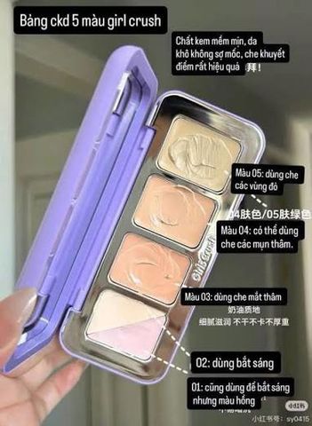 Bảng Che Khuyết Điểm + Triệt Sắc Girls Crush GC 5 Ô (05/2029)