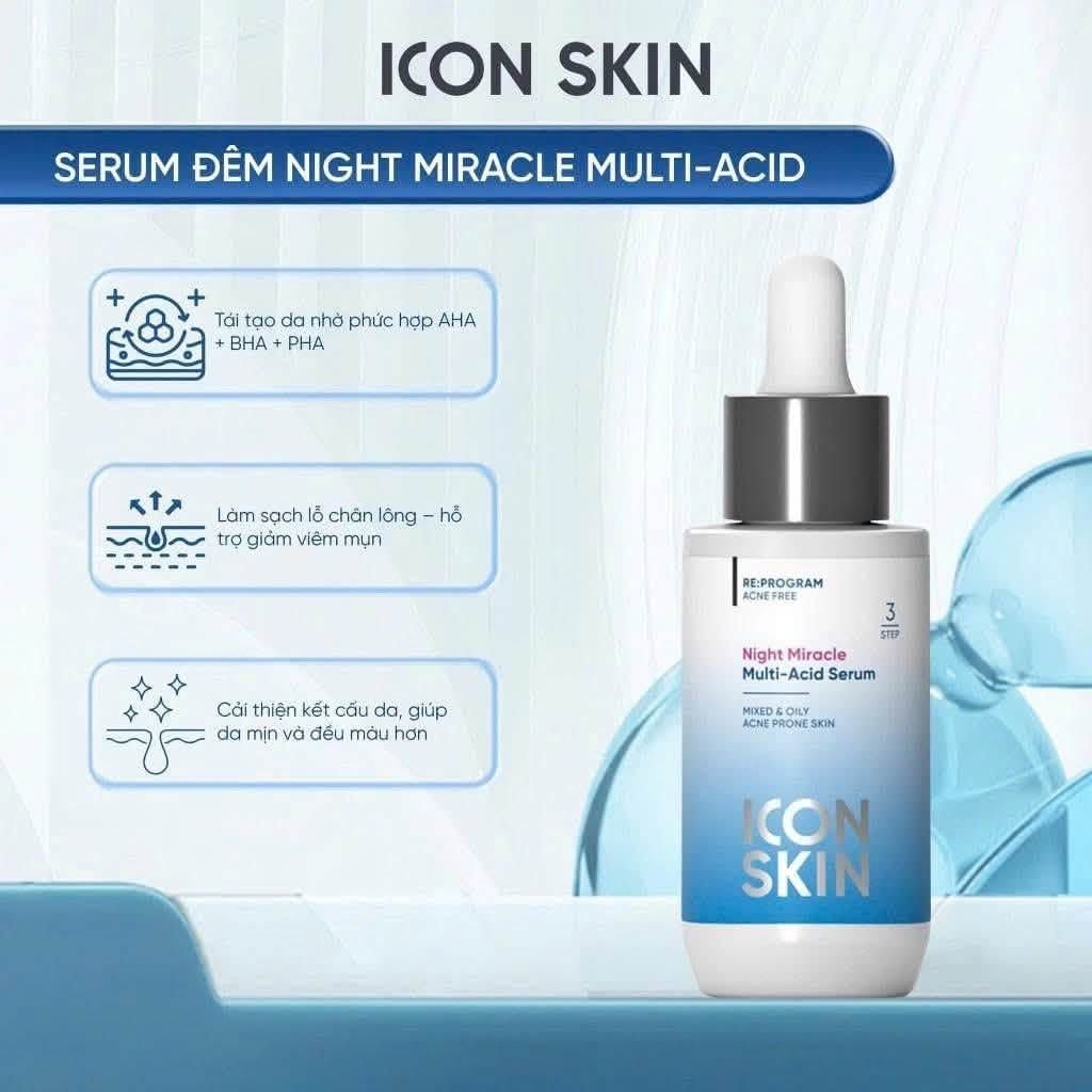 Serum Ban Đêm ICON SKIN Night Miracle Multi Acid