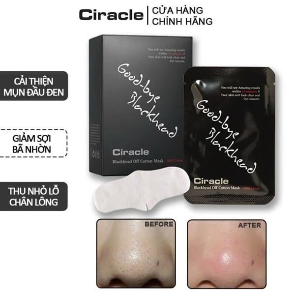 Miếng Đẩy Mụn Đầu Đen, Sợi Bã Nhờn Ciracle Blackhead Cotton Mask 5ml