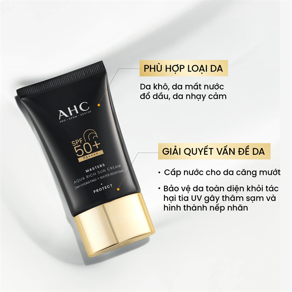 Kem Chống Nắng AHC Aqua Rich Sun Cream SPF 50+ Pa4+ 30ml (06/2028)