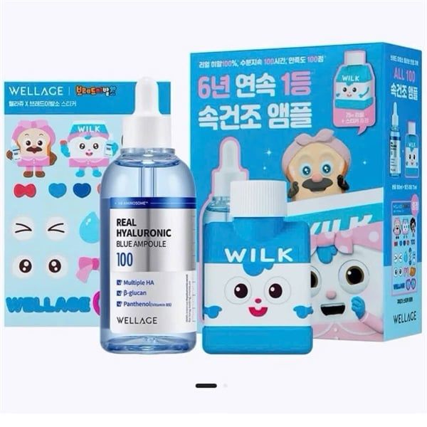 Set Serum + Hộp Refill Wellage Real Hyaluronic Blue Ampoule 100 (10/2027)