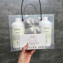 Set Bộ Dầu Gội - Xả Batious 500ml (Kèm Hộp + Bông Tắm)