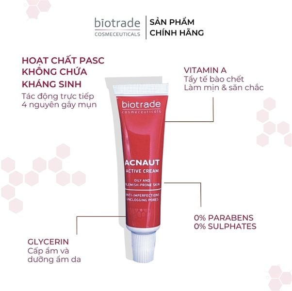Kem Trị Mụn Biotrade Acnaut Active Cream 15ml (12/2029)