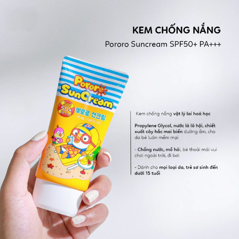 Kem Chống Nắng Cho Trẻ Sơ Sinh Và Em Bé Pororo Hàn Quốc 50ml