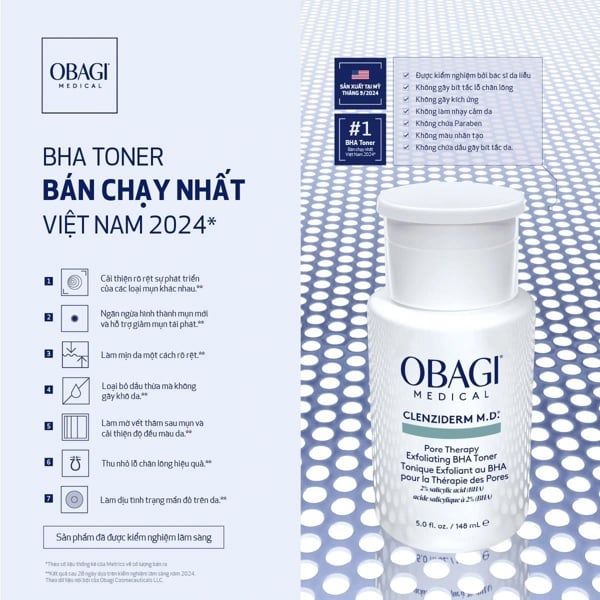 Toner Obagi 2% BHA Tẩy Tế Bào Chết, Làm Sạch Mụn 148ml