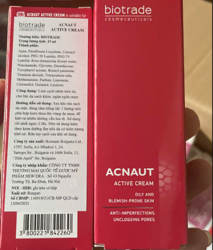 Kem Trị Mụn Biotrade Acnaut Active Cream 15ml (08/2029)