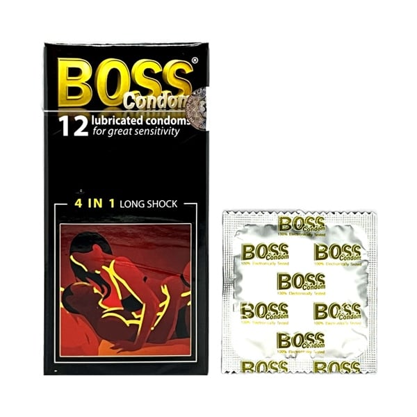Bao cao su kéo dài thời gian Boss 4in1 Hộp 12 cái