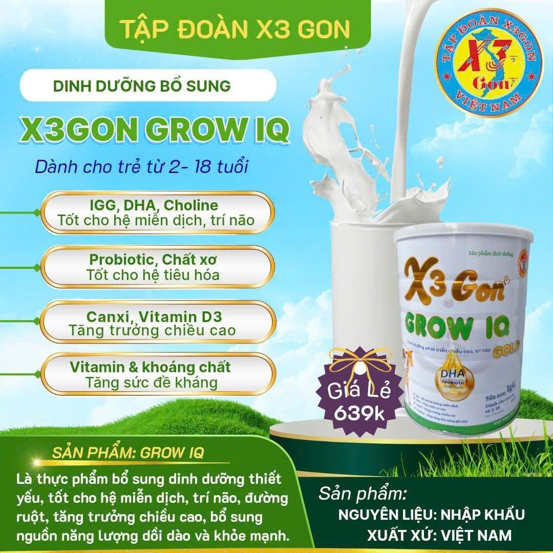  SỮA X3GON GROW IQ 