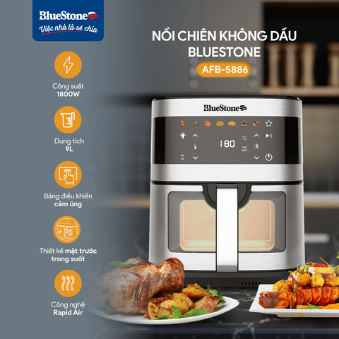  Nồi Chiên Không Dầu BlueStone AFB-5886 9 Lít 1800W 