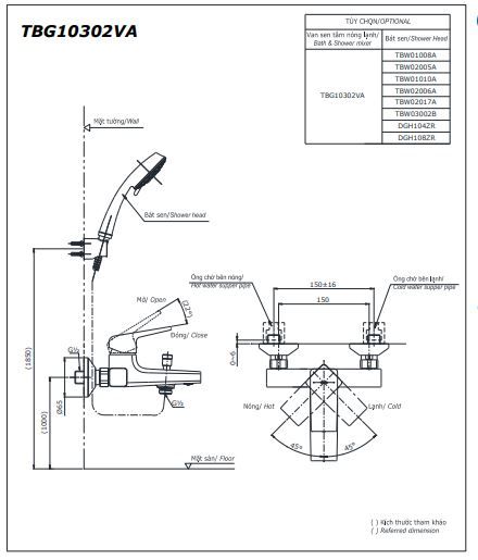  Bộ sen tắm nóng lạnh TOTO TBG10302VA/TBW15CE0A 