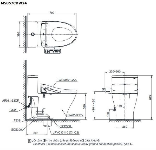 Bàn cầu điện tử TOTO MS857CDW24#XW - Bùi Minh