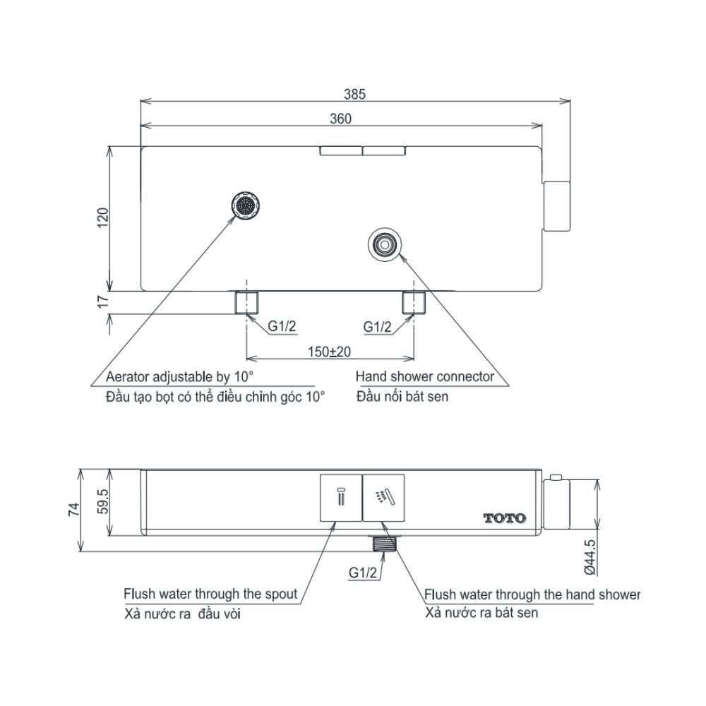  Bộ sen tắm nhiệt độ TOTO TBV10400V/TBW09010V 