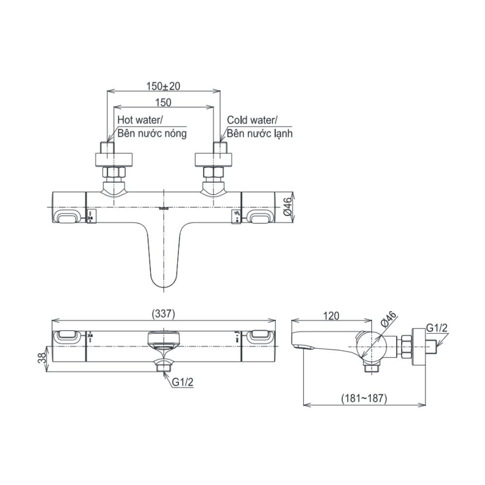  Bộ sen tắm nhiệt độ TOTO TBV09400V/TBW09010V 