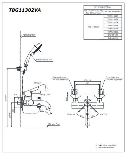  Bộ sen tắm nóng lạnh TOTO TBG11302VA/TBW15CE0A 