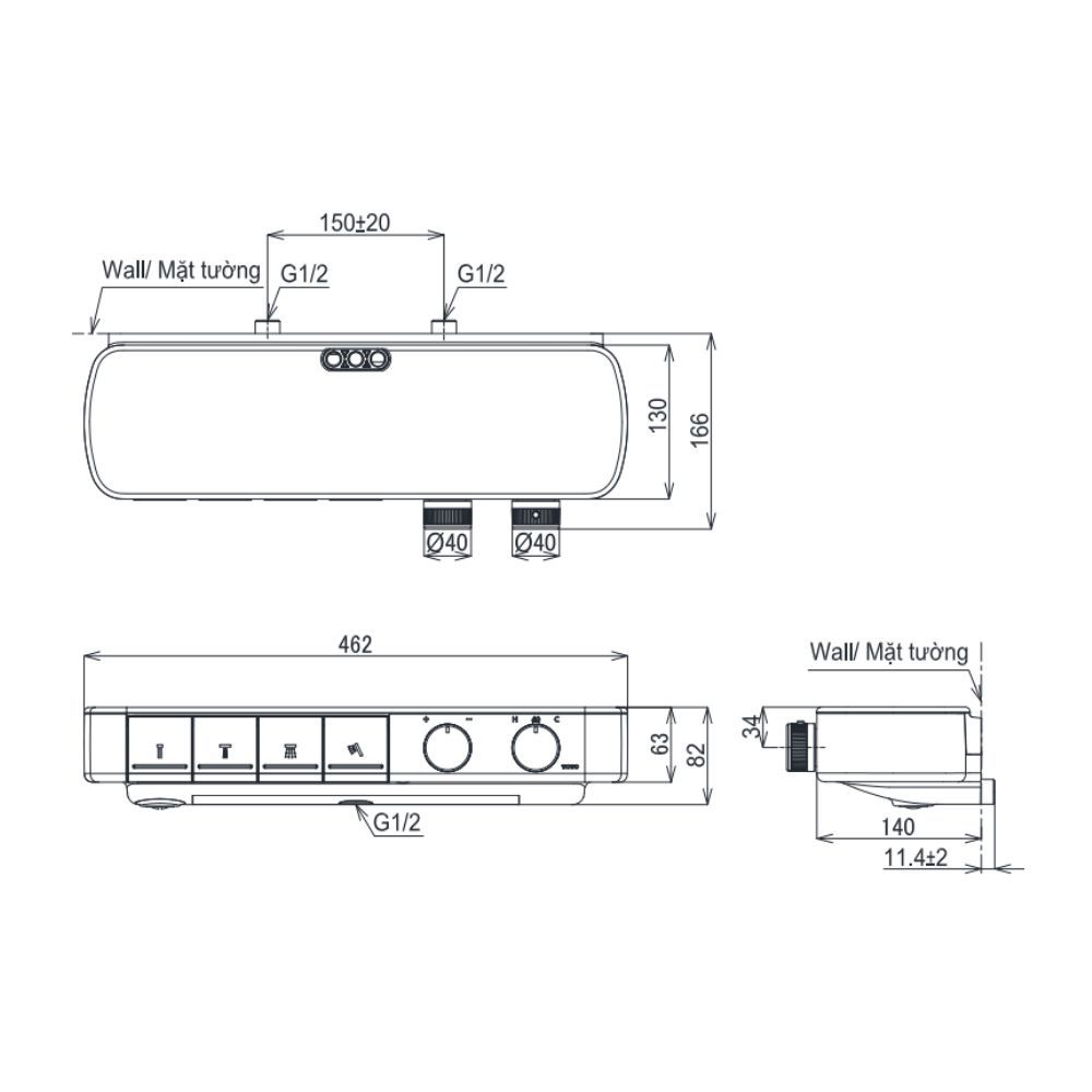  Bộ sen tắm nóng lạnh TOTO TBV124B0A/TBW15CE0A 