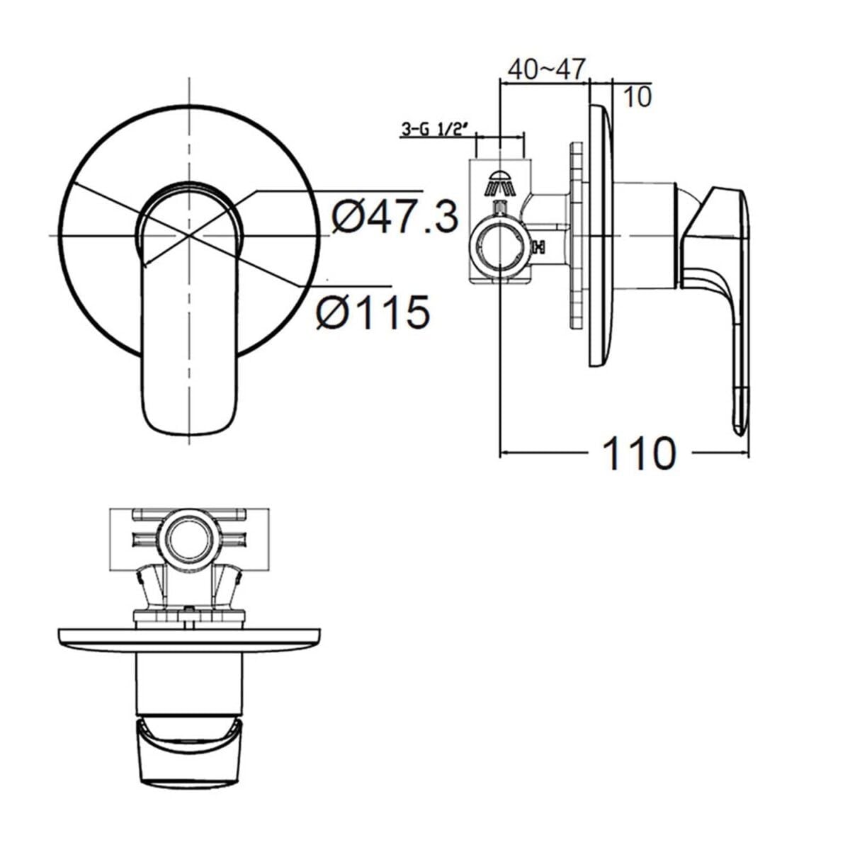  Vòi sen tắm âm tường American Standard WF-1M22 