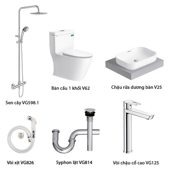 Combo trọn bộ thiết bị vệ sinh phòng tắm Viglacera số 11 tại Đại lý cấp 1 Bùi Minh