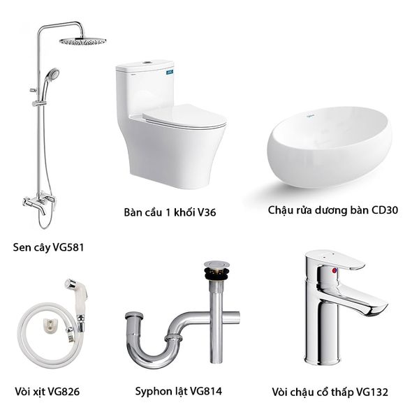 Combo trọn bộ thiết bị vệ sinh phòng tắm Viglacera số 8 của Đại lý cấp 1 Bùi Minh