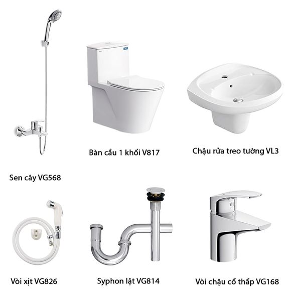 Combo trọn bộ thiết bị vệ sinh phòng tắm Viglacera số 6 của Đại lý cấp 1 Bùi Minh