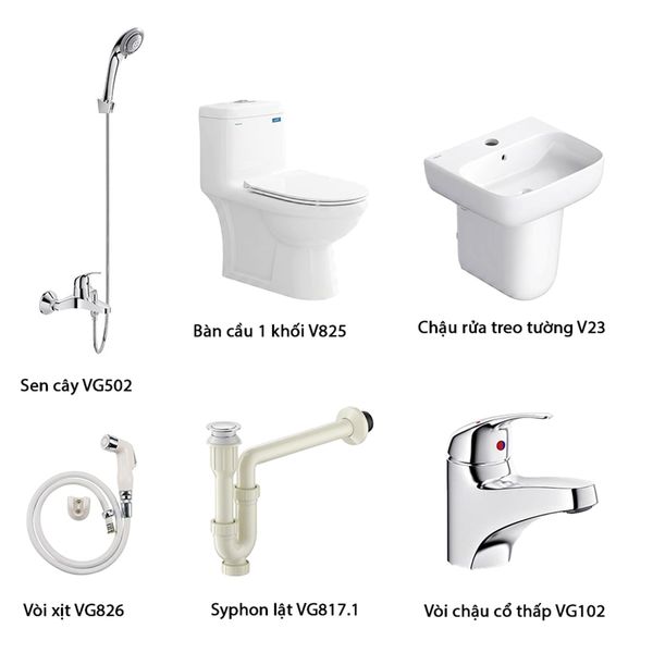 Combo trọn bộ thiết bị vệ sinh phòng tắm Viglacera số 7 của Đại lý cấp 1 Bùi Minh.