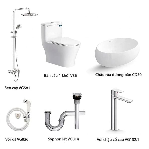 Combo trọn bộ thiết bị vệ sinh phòng tắm Viglacera số 8 của Đại lý cấp 1 Bùi Minh