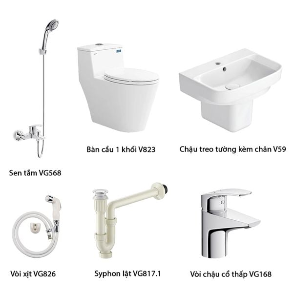 Combo trọn bộ thiết bị vệ sinh phòng tắm Viglacera số 10 của Đại lý cấp 1 Bùi Minh