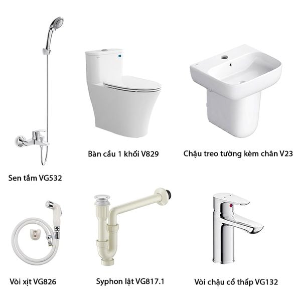 Combo trọn bộ thiết bị vệ sinh phòng tắm Viglacera số 3 của Đại lý cấp 1 Bùi Minh
