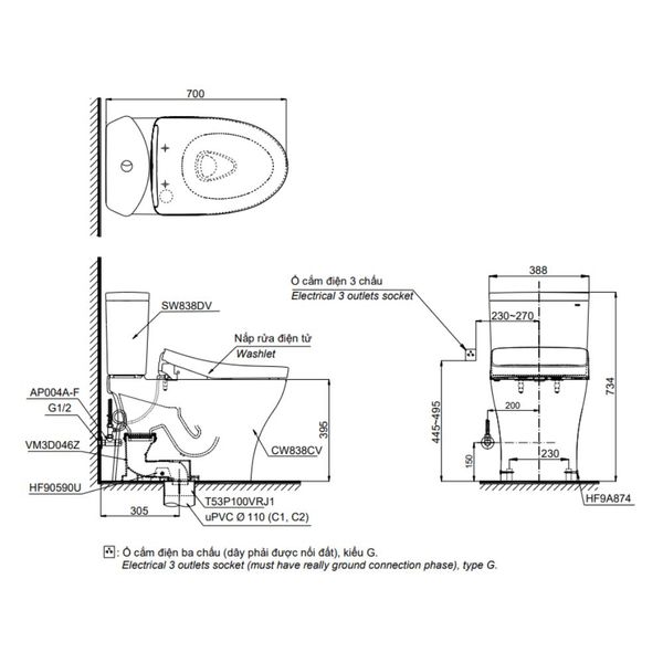 Bàn cầu điện tử TOTO CS838CDW24#XW - Bùi Minh - Bùi Minh
