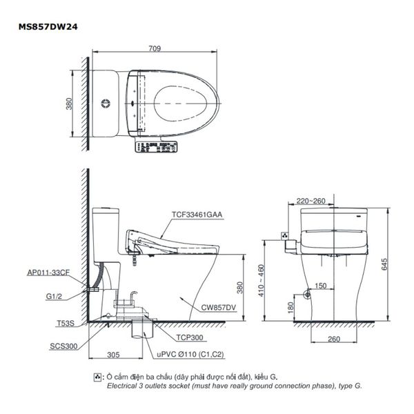 Bàn cầu điện tử TOTO MS857DW24#XW - Bùi Minh
