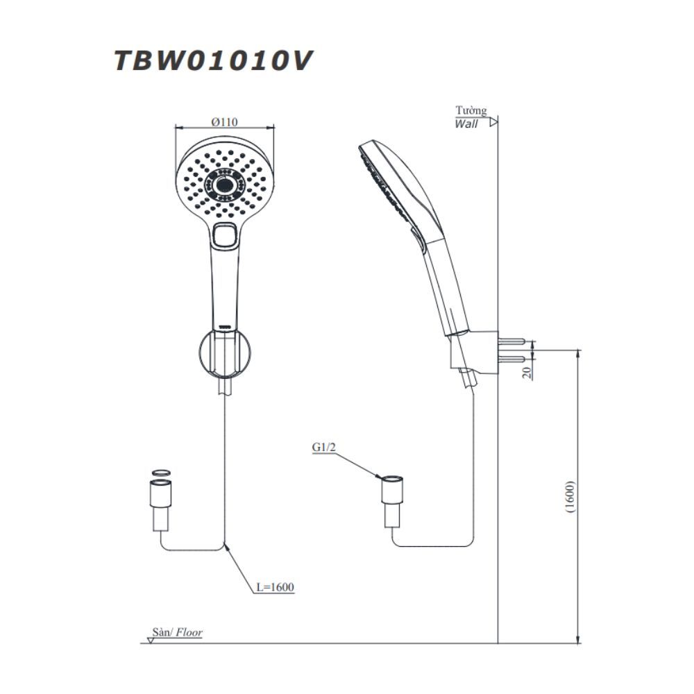  Bộ sen tắm nóng lạnh TOTO TBG03302VA/TBW02006V 