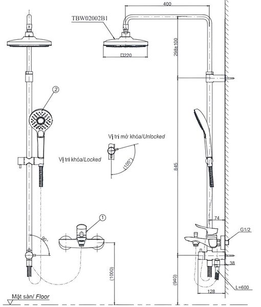 Sen tắm cây ToTo TBW02002BA Bùi Minh