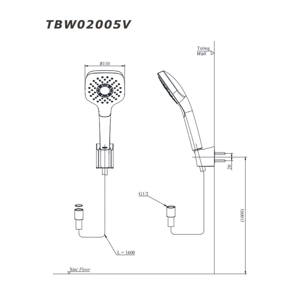  Bộ sen cây nóng lạnh TOTO TBW02001BA/TBG04302VA/TBW02005V 