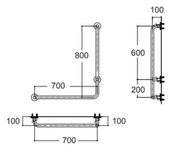 Thanh vịn chữ L bên trái American Standard  HR-320570-01L - Bùi Minh
