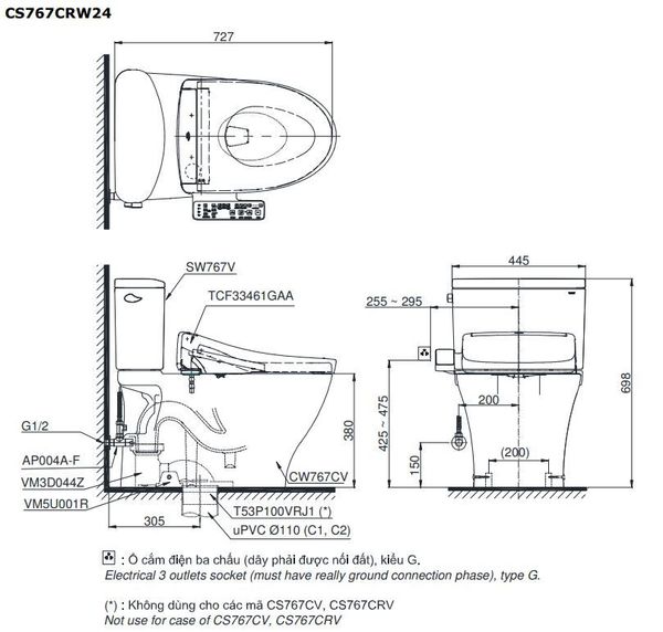 Bàn cầu điện tử TOTO CS767CRW24#XW - Bùi Minh