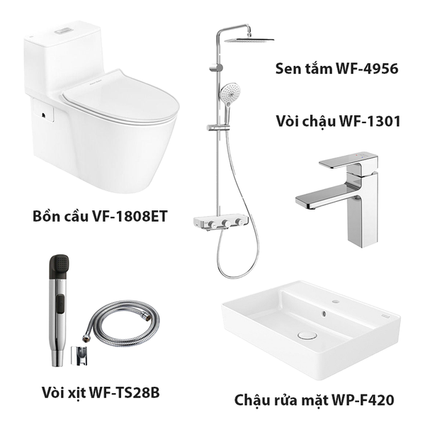 Combo Thiết Bị Vệ Sinh American Standard VF-1808ET + WP-F420+ WF-TS28B + WF-1301 + WF-4956 - Bùi Minh