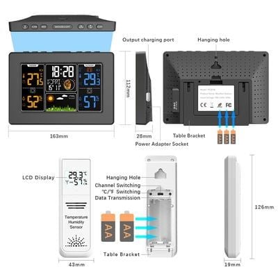  Trạm Thời Tiết Không Dây Habotest PT201C – Màn Hình LCD Màu, Đo Nhiệt Độ/Độ Ẩm 