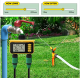  Bộ Hẹn Giờ Tưới Cây Năng Lượng Mặt Trời Hai Đầu Ra YIERYI YG-366S – Van Nước Tự Động, Chống Nước, Màn Hình Kỹ Thuật Số 