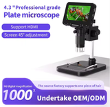  Kính hiển vi điện tử TTE01527/TTE01528 – Màn hình LCD 4.3 inch, phóng đại 1000X, đèn LED 8 bóng, pin sạc 1800mAh, hiển thị IPS sắc nét 