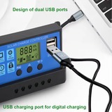  YIERYI BSY Series 10A–60A | Bộ Điều Khiển Sạc Năng Lượng Mặt Trời PWM LCD Dual USB 12V/24V 