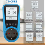 Ổ cắm đo điện năng YIERYI PMB05-EU – Theo dõi điện áp, dòng điện, tần số, công suất, tính tiền điện, màn hình sáng, dòng 16A, ổ cắm EU 