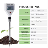  Máy Đo Độ Dẫn Điện Đất YIERYI EC-98361 – Thiết Bị Phân Tích Đất EC Chính Xác Cao Cho Nông Nghiệp & Làm Vườn 